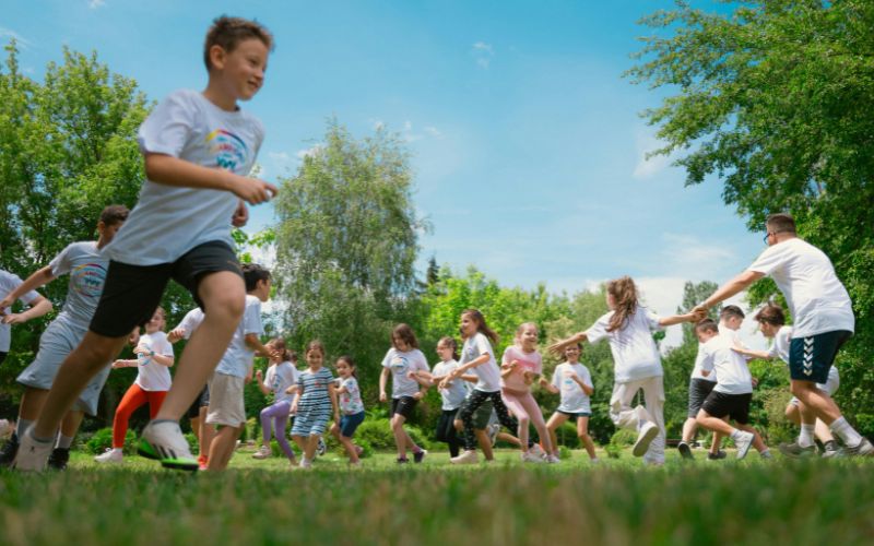 school children playing